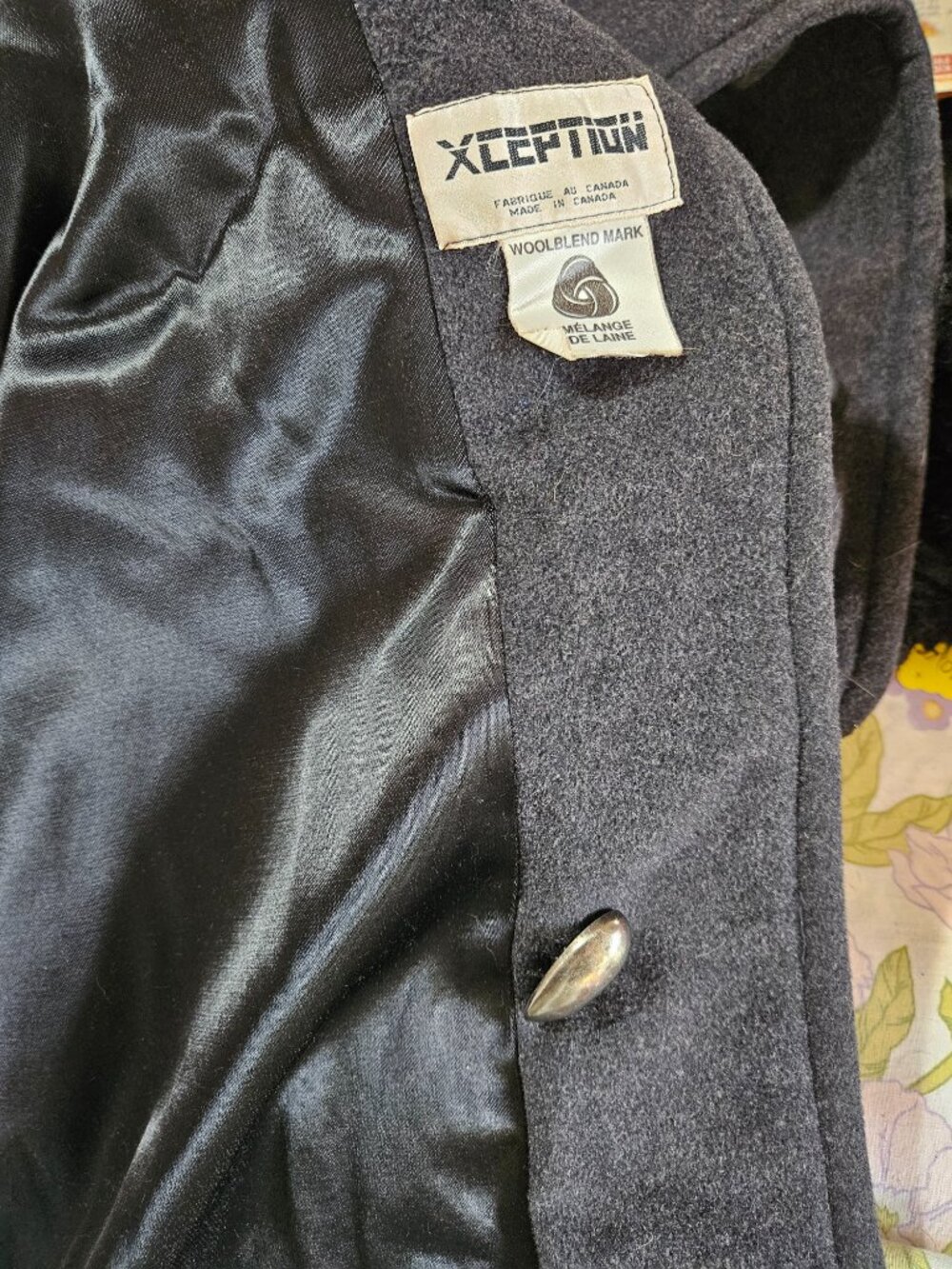 Size XL to 1X Vintage 1980s Charcoal Wool Coat - Picture 11 of 11
